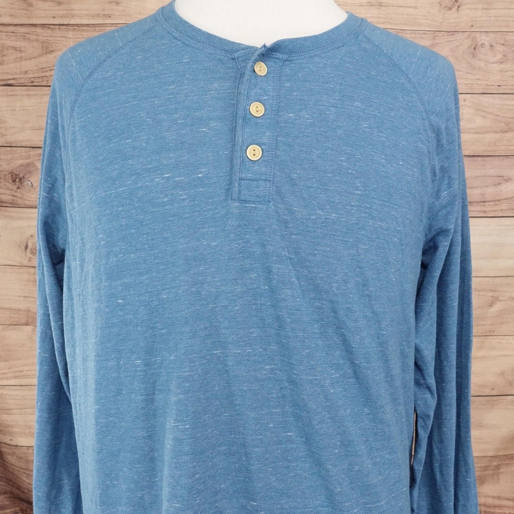 Goodfellow & Co Shirt Mens XL Blue Long Sleeve Henley Slub Tagless Tee T-Shirt